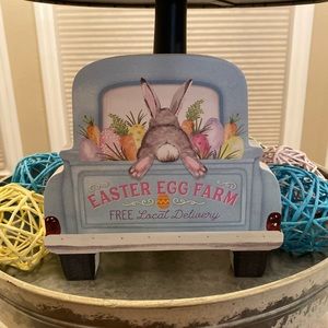 Vintage Farmhouse Easter Egg Farm Truck Sign, Easter Bunny Carrots & Easter Eggs